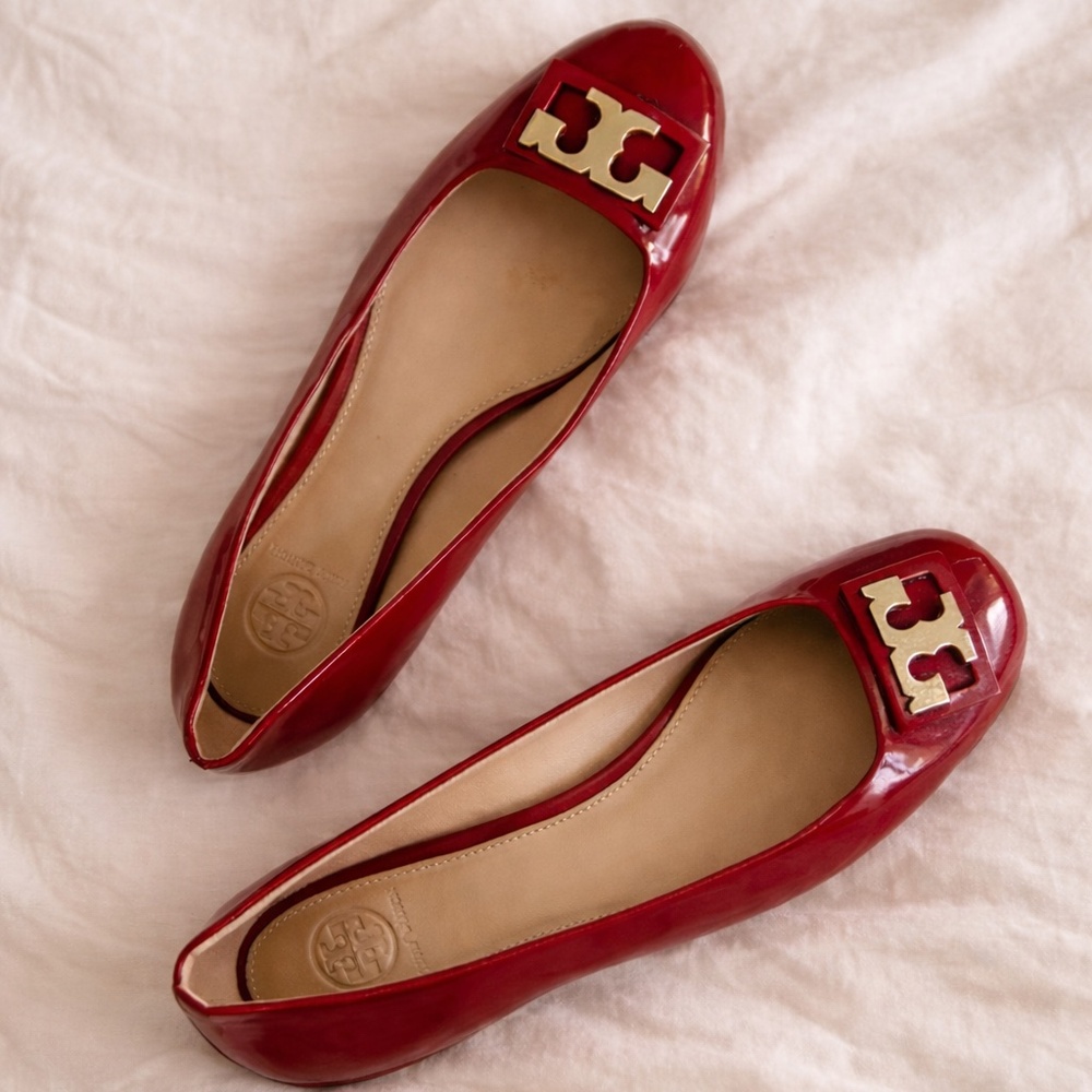 Tory Burch Gigi Red Patent Leather Ballet Flats – Size 8